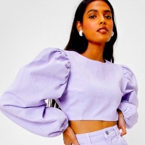 Lilac cropped denim top